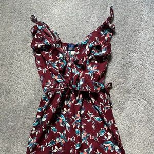 Blue Rain Maroon Floral Romper